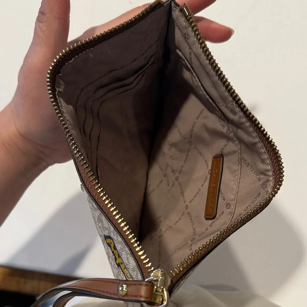 Michael Kors Beige and Brown Patch Wristlet